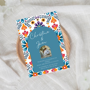 Mexican wedding invitation, Mexican floral invitation, invitaciones de boda mexicana,Mexican talavera invitation, editable canva template