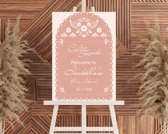 Cielito Lindo Baby Shower Welcome Sign | Papel Picado Design | Mexican Fiesta Baby Shower Decor | Editable Canva Template