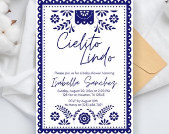 Cielito Lindo Baby Shower Invitation | Fiesta Papel Picado | Mexican Baby Shower Invite | Editable Canva Template | Printable