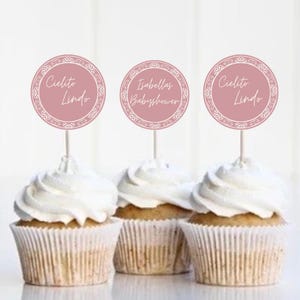 Pink Cielito lindo cupcake toppers Cielito lindo baby shower decor Mexican baby shower pink talavera baby shower editable Canva template