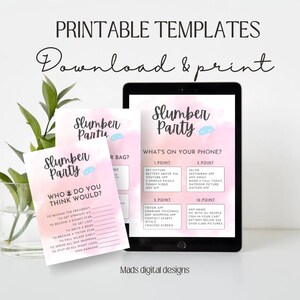 Slumber Party Games Printable Slumber Party Games Girls Sleep Over ...