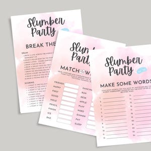 Slumber Party Games: 20 Printable Activities (digital Download) - Etsy
