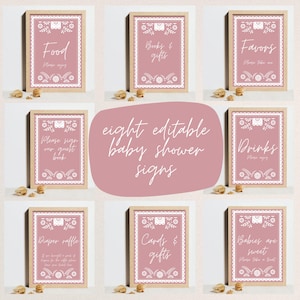Cartelli per baby shower Cielito Lindo rosa antico, decorazioni per baby shower Cielito Lindo, bundle Talavera rosa, baby shower messicano, download digitale