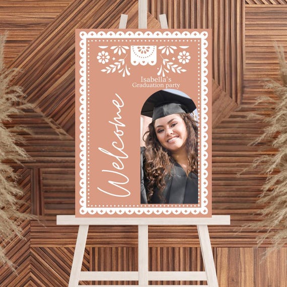 Papel Picado Graduation Welcome Sign: Editable Canva Template