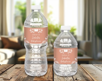 Cielito Lindo Baby Shower Water Bottle Wrapper: Mexican Talavera Decor (Editable Canva Template)