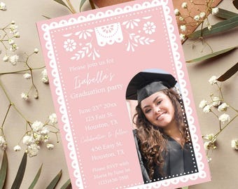 Papel Picado Graduation Invitation: Editable Canva Template
