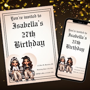 Chola-verjaardagsuitnodiging, chola-feestuitnodiging, chola-themafeest, elke leeftijd, Latina-verjaardag, afdrukbare, elektronische uitnodiging, bewerkbaar