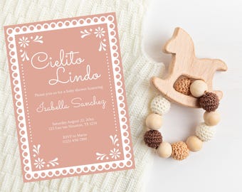 Cielito Lindo Baby Shower Invitation | Fiesta Papel Picado | Mexican Baby Shower Invite | Editable Canva Template | Printable