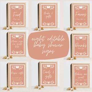 cielito lindo baby shower sign bundle, talavera baby shower decor, papel picado, Mexican baby shower decor, editable canva template