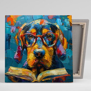 Arte de pared de Labrador Retriever, lienzo o póster, decoración de arte pop animal, biblioteca de oficina, sala de estar, habitación de niños, arte de pared colorido y caprichoso