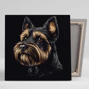 Yorkshire Terrier Art, Canvas or Poster, Animal Contemporary Rustic Decor, Living Room Office Bedroom Hallway Wall Art Black Brown Gold