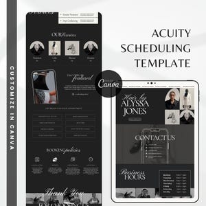 Acuity Booking Zwart Wit Acuity Scheduling Kapper DIY Acuity Scheduling-sjabloon Acuity-websitesjabloon Canva Acuity-boekingssite