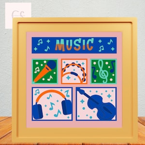 Music Lovers Shadow Box Files, Layered Paper Art Work , Shadow Box Paper Cut, 3D Papercut Light Box SVG File DIY, Cutting Cricut