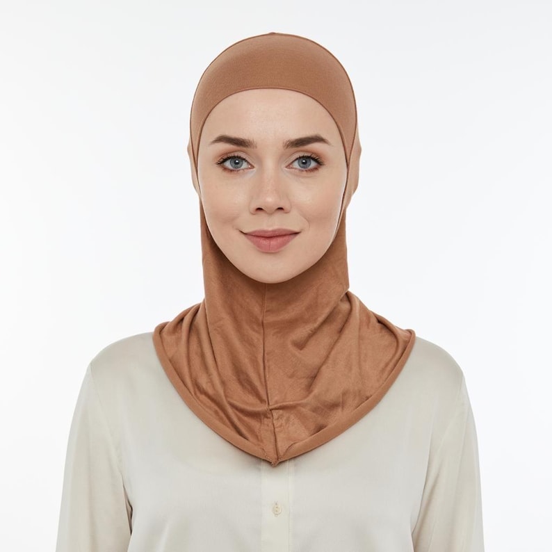 Full Coverage Hijab Undercap – Soft Jersey, Comfortable & Breathable, Perfect for Everyday Wear, Slip-On Style, Muslim Women Hijab Accessory Tan