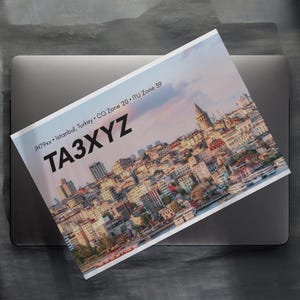 Hobbyfunk QSL Kartenvorlage | Digitale Canva Vorlage | Türkei Professioneller Funk QSL Karten Vorlage | Ham Radio Postkarten Vorlage