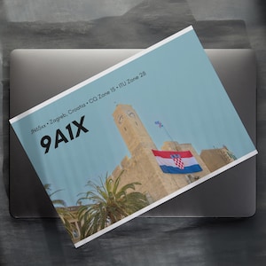 Hobbyfunk QSL Kartenvorlage | Digitale Canva Vorlage | Kroatien Professionelles Radio QSL Karten Template | Ham Radio Postkarten Vorlage
