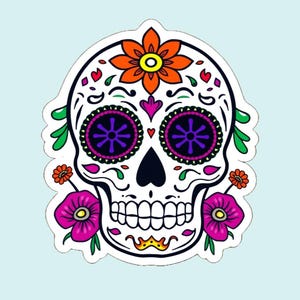 Adesivo in vinile opaco resistente alle intemperie del teschio di zucchero Dia De Los Muertos