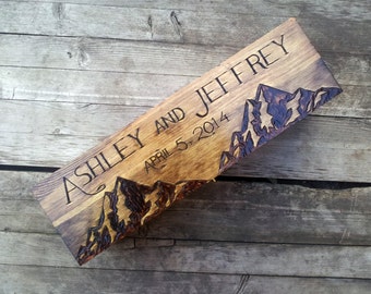 Custom Rustic Wedding Wine Box, First Fight Box, Memory Box, Time Capsule, Anniversary or wedding gift, mountain wine box, wooden wine box