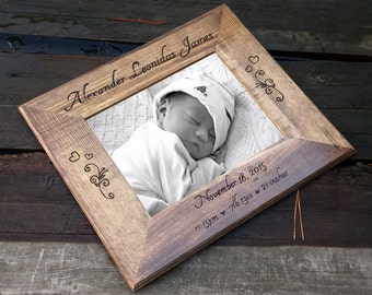 8x10 baby photo picture frame, 5x7 personalized picture frame, engraved wooden frame, baby picture frame, custom photo frame, baby shower