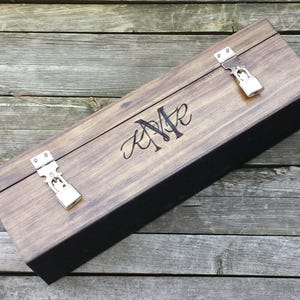 Personalized wedding wine box custom, lockable, hand engraved wooden gift for the couple, wedding, or anniversary image 2