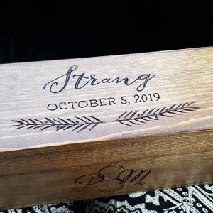 Custom wedding wine box Personalized wooden ceremony, love letter, vow box lockable, hand engraved gift image 3