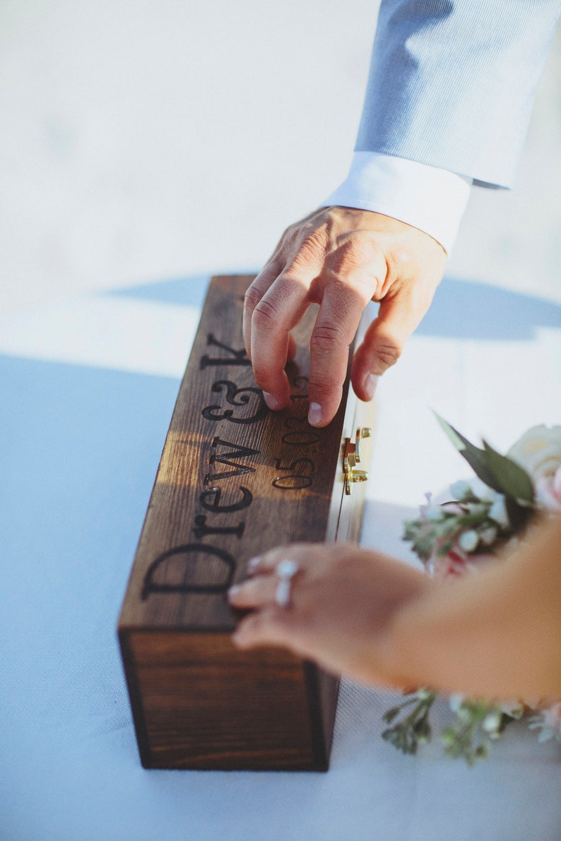 Custom Personalized Wedding Wine Box, First Fight Box, Memory Box, Time Capsule, Engraved wine box, Mountain wine box, wine gift box, image 5