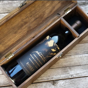 Custom Personalized Wedding Wine Box, First Fight Box, Memory Box, Time Capsule, Engraved wine box, Mountain wine box, wine gift box, image 2