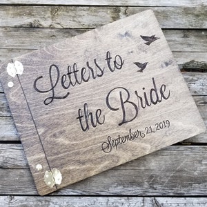 Letters to the Bride personalized engraved wooden book Advice to the bride custom scrapbook bridal shower book image 1