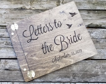 Letters to the Bride personalized engraved wooden book - Advice to the bride custom scrapbook - bridal shower book