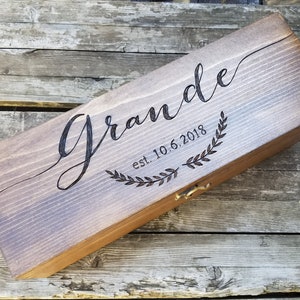 Personalized Champagne box - Custom engraved large wooden wine box perfect for wedding wine and love letter ceremony