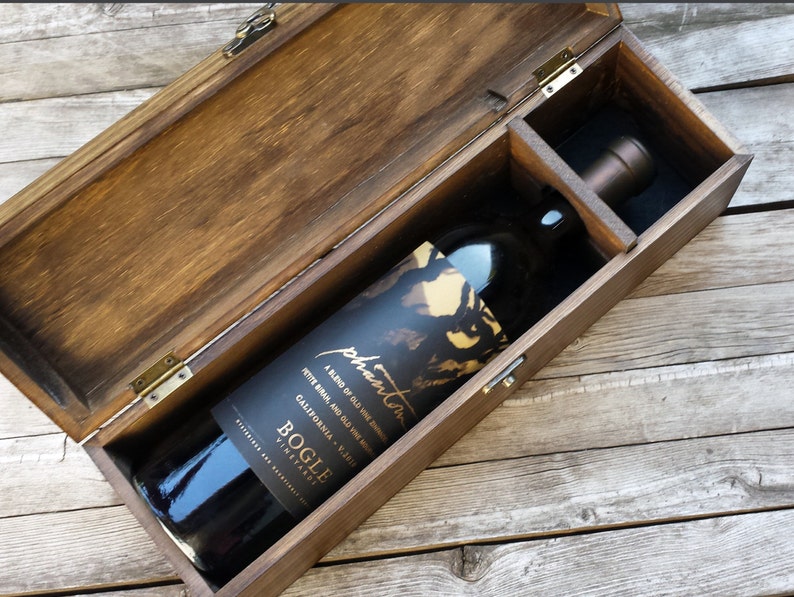 Custom wooden wine box personalized with names and date for wedding wine and love letter ceremony artisan handcrafted image 2