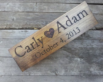 Custom wooden wine box - personalized with names and date for wedding wine and love letter ceremony - artisan handcrafted