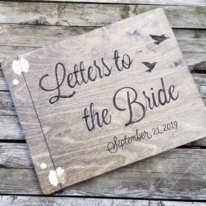 Letters to the Bride personalized engraved wooden book Advice to the bride custom scrapbook bridal shower book image 7