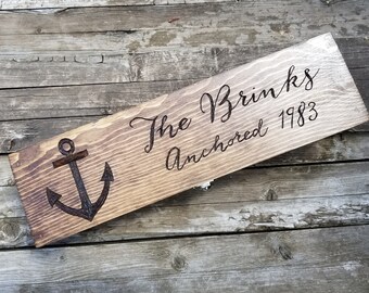 Anniversary Wine box, custom and personalized wooden wine box, rustic anchor wine box