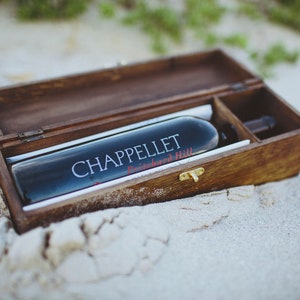 Custom wooden wine box personalized with names and date for wedding wine and love letter ceremony artisan handcrafted image 7