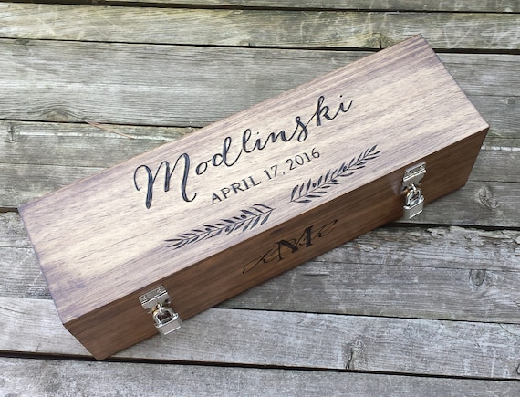 Ceremony Wine Box Rustic Wedding Decor Wedding or Anniversary Gift Personalized Heart and Arrow design