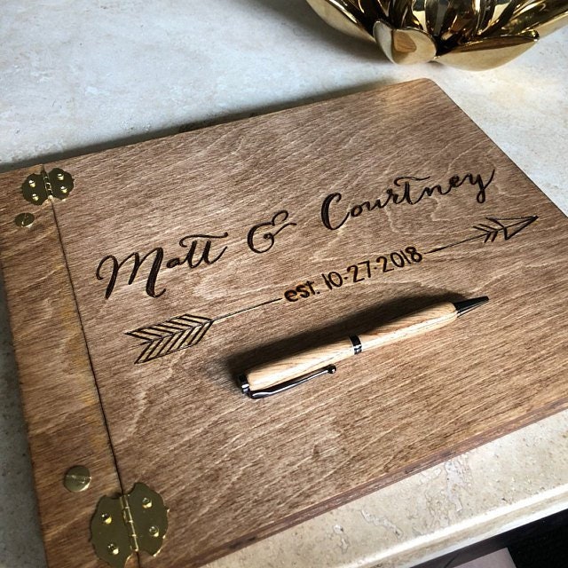 Personalized wedding guest book wooden guestbook hotel sign Etsy