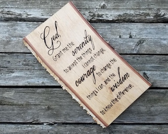 Serenity Prayer Wall Art Sign - Hand engraved Christian prayer sign - Recovery prayer - hand engraved wooden sign