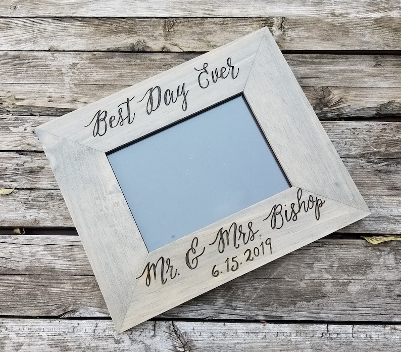 Personalized Wedding Photo Frame Custom Rustic Wood Picture Etsy