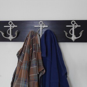 Anchor towel rack hooks storage bathroom towel holder nautical nursery mudroom mancave boat cabin lake beach house dreams Outer Banks OBX image 2