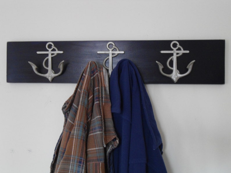 Anchor towel rack hooks storage bathroom towel holder nautical nursery mudroom mancave boat cabin lake beach house dreams Outer Banks OBX image 2