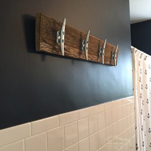 Barnwood Boat Cleat Towel Rack: Rustic Beach House Decor