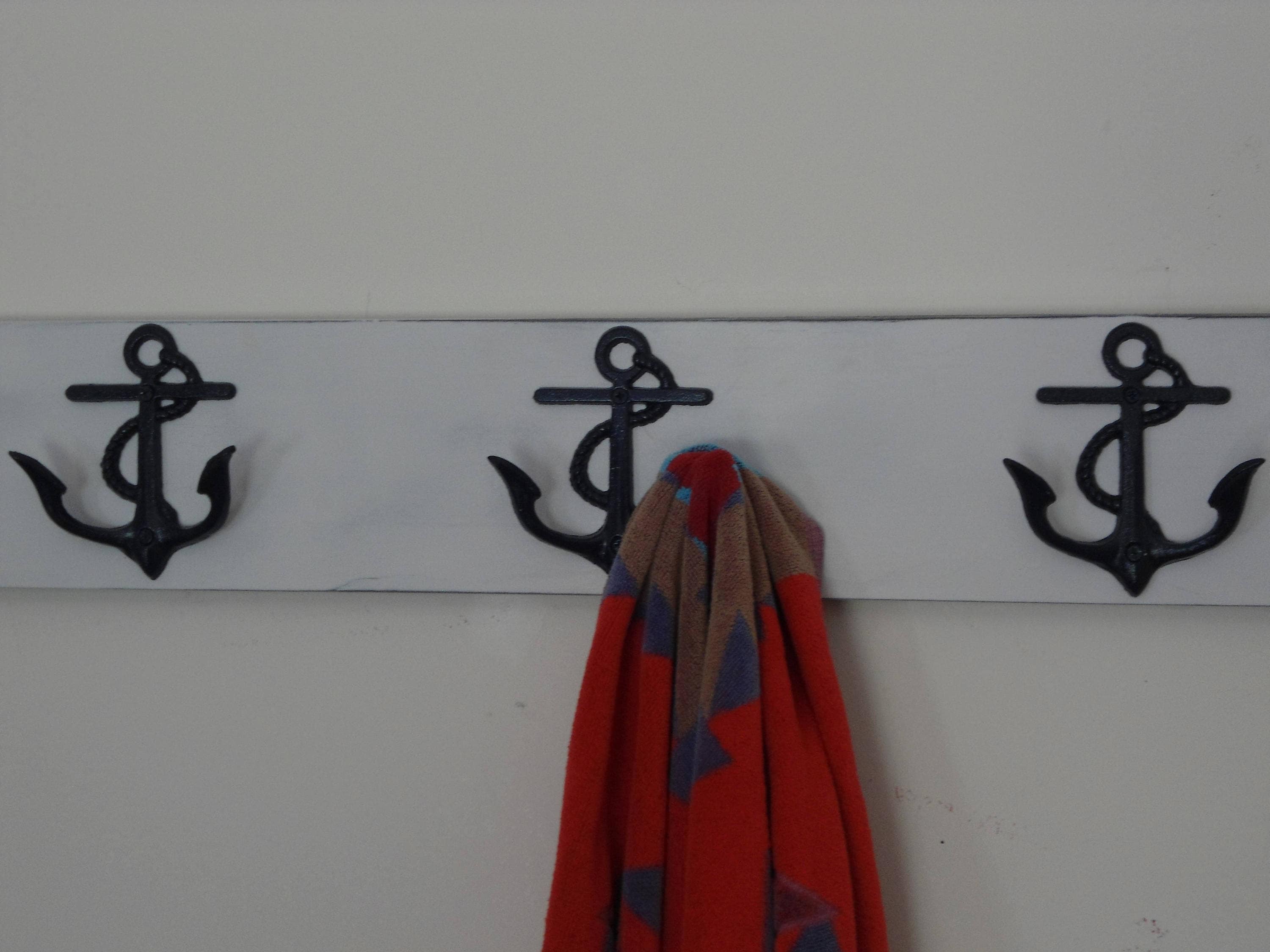 Outdoor shower hot tub towels 3 Anchor towel rack Outer Banks Etsy