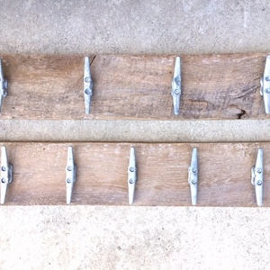 Barnwood Coat Rack: Rustic Boat Cleat Hooks, Beach House Decor