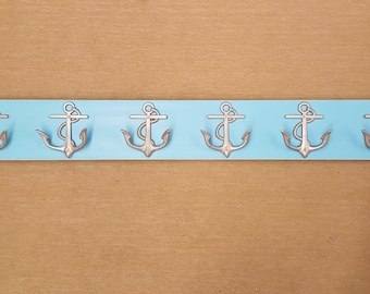 10 anchor hooks extra long towel rack beach pool towels outdoor shower nautical cottage bath renovation interior design BeachHouseDreams OBX