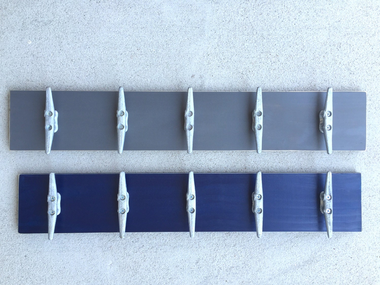 Hand Made Bath Shelf With Boat Cleat Towel Hooks by Blissopia