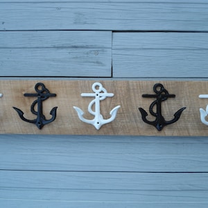 Barnwood Anchor Wall Hooks: Rustic Beach House Decor