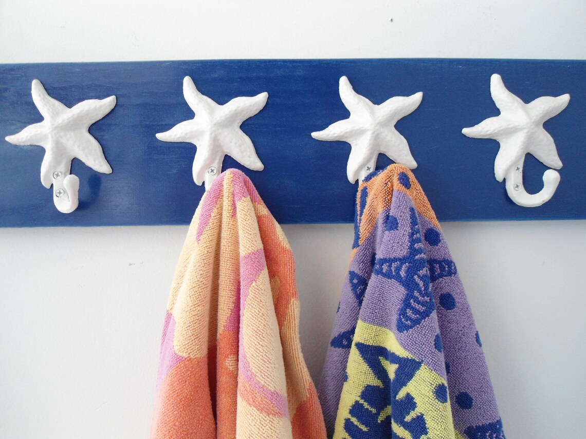 8 Starfish Hooks Extra Long Towel Rack Beach Towel Storage Etsy