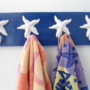 8 starfish hooks, extra long towel rack, beach towel storage, pool towels, outdoor shower, 8 hooks image 3