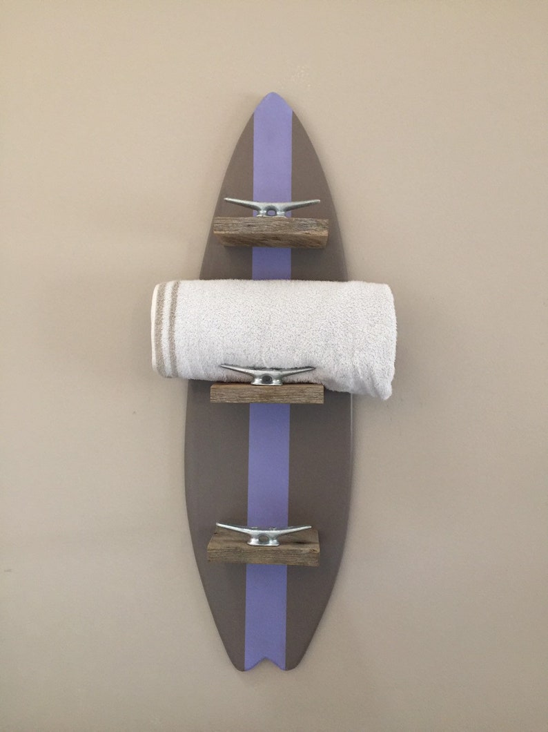2 Surfboard Towel Racks Barnwood Floating Shelf Coastal Decor Etsy